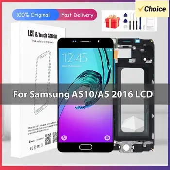 1шт Amoled A5 2016 Дисплей Для Samsung Galaxy A510 ЖК-Дисплей С Сенсорным Экраном Дигитайзер В Сборе Замена Панели A510F С Рамкой
