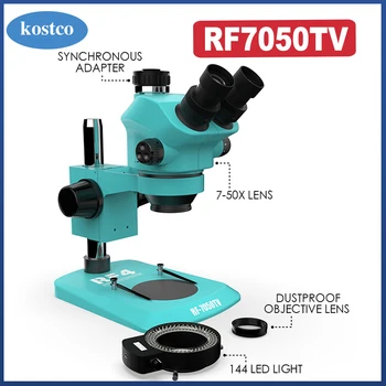 RF4 RF7050TV 7-50-Кратное Непрерывное увеличение Наблюдение Сварка Теплоизоляция Силиконовая прокладка Стереоскопический микроскоп
