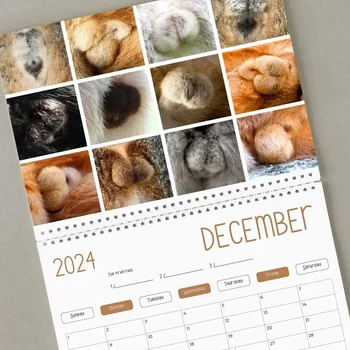1 ШТ Забавный календарь для кошек - Забавный подарок - Календарь для ягодиц кошек на 2024 год из бумаги Необычные подарки Кошка- - Кошачьи яички - Белый слон