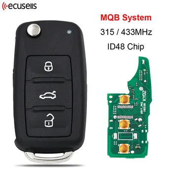 Система MQB с 3 Кнопками Smart Folding Remote Car Key 315 МГц 433 МГц С ID48 Чипом HU66 Blade для Volkswagen V-W