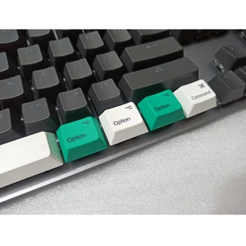Высота 1.25U 1.25X Обычный вариант Клавишных колпачков для механической клавиатуры 4 штуки с подкладкой из красителя PBT для клавишных колпачков Mac Зеленый/Белый
