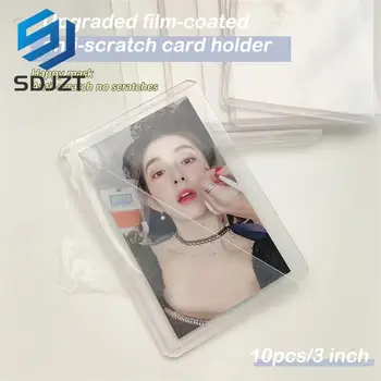 10 шт. чехлов для фотокарточек Idol в корейском стиле из прозрачного пластика с защитой от царапин, набор карточек Goo, Прозрачная утолщенная крышка