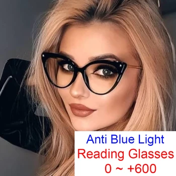 Новый ретро роговая оправа женские очки для чтения tr90 рамка Марка дизайнер анти синий свет пресбиопии зрение плюс очки gafas-де-Lectura