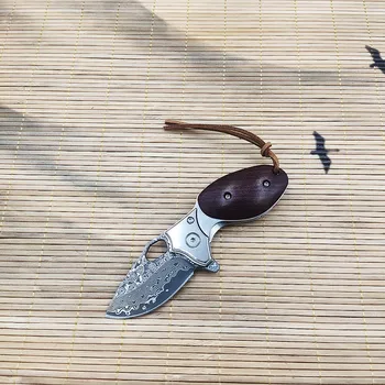 Мини-карманный складной нож из дамасской стали с деревянной ручкой, высококачественные Тактические ножи, подарки для коллекции инструментов для охоты на открытом воздухе, кемпинга