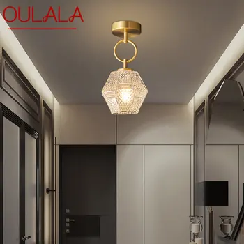 Потолочный светильник OULALA из скандинавской латуни, светодиодная золотисто-медная лампа, простой креативный декор для дома, лестница, проход, балкон