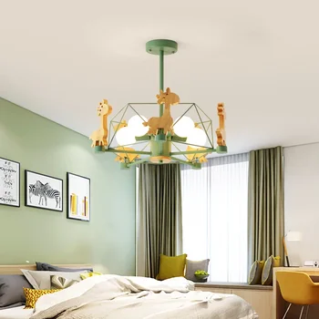 Светодиодная люстра Dream Creative Trojan Horse в скандинавском стиле, простая лампа для детской спальни Macaron, лампа для детского сада из цельного дерева с лампочкой