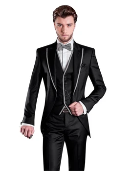Мужской свадебный костюм Slim Fit, комплект из трех предметов, куртки, жилет, брюки для вечеринки