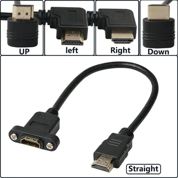 Совместимый с HDMI разъем для крепления панели HDMI под прямым углом 90 градусов, удлинительный кабель, винт, соединительный шнур для подключения панели HDMI от женщины к мужчине