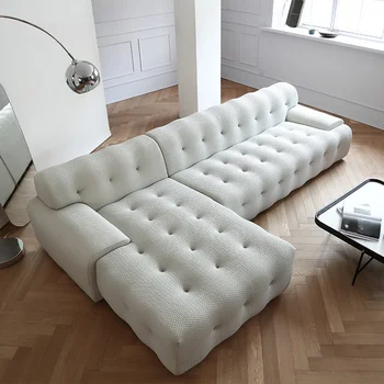 Итальянский минималистичный угловой диван из 3D ткани L-образной формы Дизайнер Nordic Square, роскошный большой диван высокого класса, мебель для гостиной