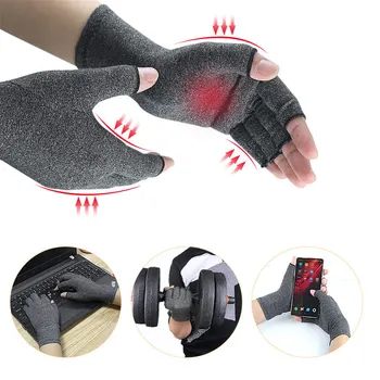 1 пара Зимних компрессионных перчаток для лечения Артрита, Реабилитационные Перчатки Без пальцев, Перчатки для лечения Артрита, браслет для поддержки запястья