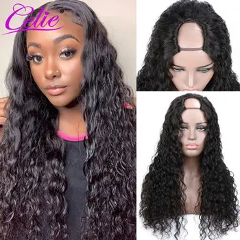 Celie Hair Кудрявый парик из человеческих волос, состоящая из двух частей, бесклеевой парик, дешевый кудрявый парик из человеческих волос, состоящий из одной части, для женщин
