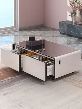 Белый многофункциональный холодильник smart touch, журнальный столик, встроенный черный золотой цвет древесины, высококачественная современная гостиная