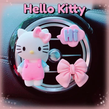 Милые Автоаксессуары Hello Kitty Kawaii, Украшение для духов, Мультяшный планшет для кондиционера, зажим для выхода воздуха, Кукольные принадлежности для автомобилей