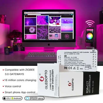 Контроллер Светодиодной ленты Gledopto Zigbee Smart Home RGBCCT /RGBW Совместим С приложением Tuya SmartThings Alexa Echo Plus Voice Control