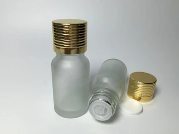 30шт 10 мл полупрозрачных стеклянных бутылок эфирного масла с золотыми крышками / 0,33 унции бутылки из матового стекла с пробками