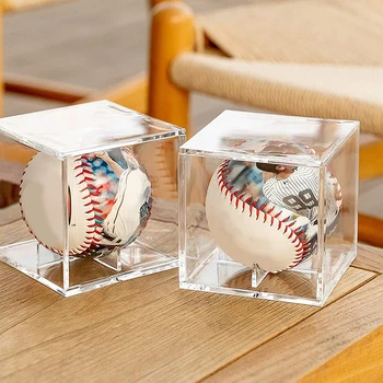 Прозрачный дисплей бейсбольной коробки Акриловый Прозрачный чехол-органайзер для бейсбола Пылезащитный, с защитой от ультрафиолета, идеально подходящий для запоминающейся коллекции