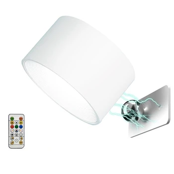 Светодиодное настенное бра, настенный светильник RGB с USB-аккумулятором, вращающийся на 360 ° магнитный шар, беспроводной настенный светильник для прикроватной тумбочки
