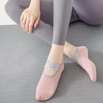 Носки для йоги, Женские хлопковые Профессиональные нескользящие силиконовые Носки для фитнеса, танцев для начинающих, Пилатеса, Спортивные носки 2023