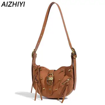 Женская сумка через плечо с кисточками Y2k, роскошные сумки, дизайнерский клатч, винтажная сумка для подмышек, модная сумка для покупок из искусственной кожи 2023 года