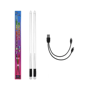 Светодиодные светоизлучающие барабанные палочки, 15 цветовых градиентов, USB-аккумулятор + переключатель электронных барабанных палочек для выступлений на сцене