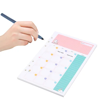 Сменная бумага формата А5 Красочная 6-кольцевая ежемесячная бумажная папка для пополнения календаря, вкладыши для планировщика, страница для заполнения личного дневника