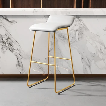 Скандинавский золотой Барный стул, барные стулья для Кафетерия, Современный Креативный Дизайнерский Барный стул из Кованого Железа с Золотой обивкой, Интерьерный Стул для Кафе