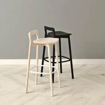 Барный стул Nordic из массива дерева, креативный Кухонный высокий стул, Дизайнерская барная мебель, стойка регистрации, стойка регистрации для отдыха, Барный стул со спинкой L