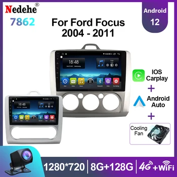 Автомобильное радио 2din Android 12 Авто Стерео Для Ford Focus 2004-2011 Мультимедиа Carplay Автомагнитола Головное устройство GPS QLED Экран Wifi 4G