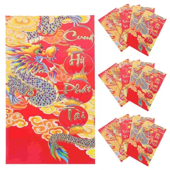 Красные конверты в китайском стиле Хунбао, Новогодние Денежные пакеты, Счастливые Денежные Мешки, Красные Конверты с карманами (смешанный Стиль)
