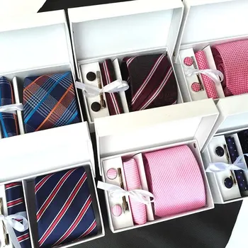 Подарочный набор для галстуков для мужчин, 6 предметов, Деловые Официальные Свадебные Галстуки, Групповой набор аксессуаров для галстуков для мужчин