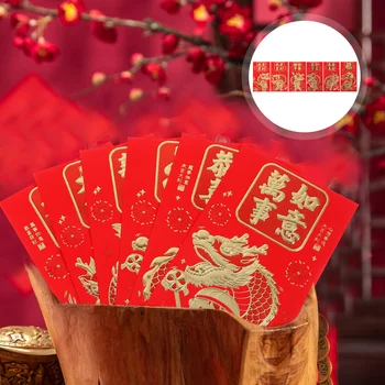 60 Шт 2024 Год Дракона Красный Пакет Пакеты С Китайским Лунным Календарем Подарочные Конверты для Наличных Бумажные Новогодние Принадлежности
