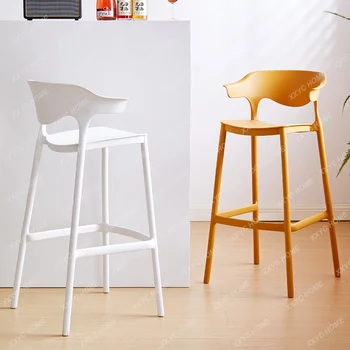 Скандинавский барный стул со спинкой, современные простые домашние Пластиковые обеденные стулья, дизайнерские креативные барные стулья, стул кассового аппарата