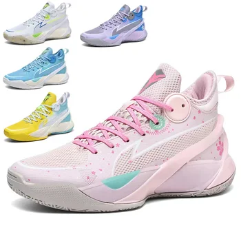 Баскетбольные кроссовки TopFight с высоким берцем Sakura Pink для девочек Speed10, нескользящие мужские баскетбольные кроссовки, Дышащая комфортная обувь