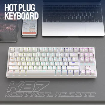 Механическая клавиатура K87, 87 клавиш, светящаяся клавиатура, Bluetooth-совместимая RGB-подсветка, Корейский, 3 режима для ноутбука, настольный компьютер