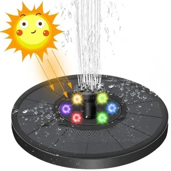 Солнечный фонтан 6 В 1,5 Вт с 6 светодиодами, фонтан для птичьего душа с разноцветными огнями, бассейн, Солнечный водяной насос для садовой птичьей ванны, пруд