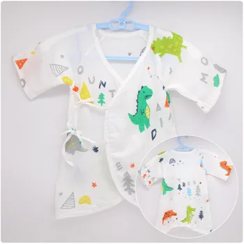 Летний комбинезон для новорожденных, двухслойный дышащий и удобный детский хлопчатобумажный костюм-бабочка для младенцев