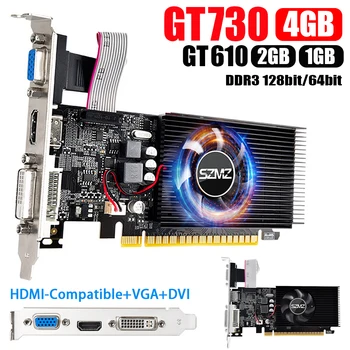 GT730 /610 4/2/1 ГБ DDR3 128-Битная Настольная Игровая Видеокарта с HDMI-Совместимым Портом VGA DVI Видеокарта с Охлаждающим Вентилятором для ПК