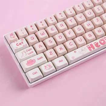 133 Клавиши XDA Profile Keycaps Pink Cat Theme Колпачки Для Клавиш Сублимации Красителя PBT Для 68/87/96/104 Механической Клавиатуры MX Switches