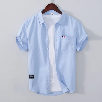 Новая Мужская Легкая рубашка Ripe Wind All The Korean Version of Summer в Японском стиле С Простым Молодежным дизайном, Повседневная Свободная рубашка из чистого хлопка