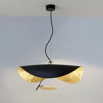Подвесной светильник Nordic LED в стиле постмодерн для столовой и спальни, подвесной светильник с текстурой черного золота в стиле ретро