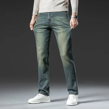 Джинсы Sulee Premium Jeans Мужские Осень 2023 Новые Эластичные Высококачественные Деловые Повседневные Старые Винтажные Джинсы С Прямыми Штанинами