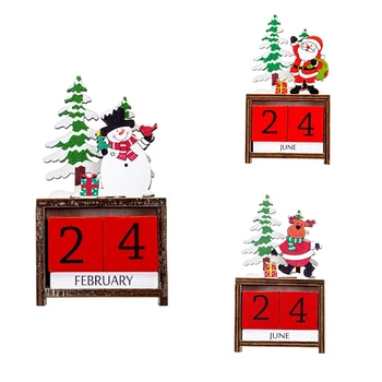 Веселого Рождества Деревянный Расписной Календарь Санта Клауса Рождественские украшения Рождественские украшения для календаря обратного отсчета
