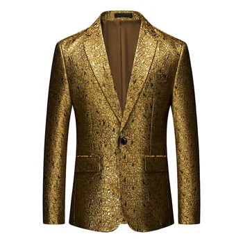 Весной и осенью 2023 года Новый мужской костюм для бизнеса и отдыха, цельный маленький костюм, пальто с золотым цветком, мужской