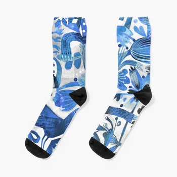 Компрессионные чулки Delft blue Socks от дизайнерского бренда new In's, дизайнерские мужские носки, женские носки