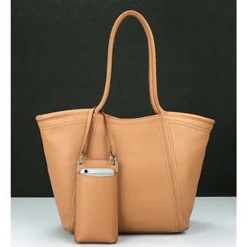 2023 Винтажная сумка из натуральной кожи для женщин, кожаная сумка для мам большой емкости, дорожная сумка для покупателей