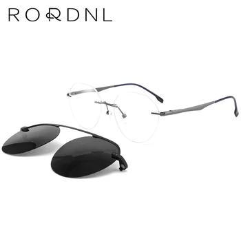 Поляризованные Солнцезащитные очки из круглого сплава Оптом, Мужские, женские, Оптические, с магнитным зажимом, Солнцезащитные очки UV400, Очки для близорукости по рецепту
