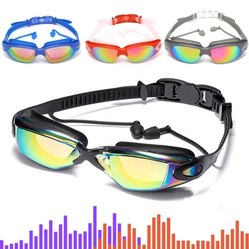 Профессиональные очки для плавания Плавательные очки с берушами Зажим для носа с гальваническим покрытием из водонепроницаемого силикона gafas de buceo