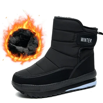 Мужские зимние Ботинки Уличная Теплая Мужская Обувь 2022 Модные Резиновые Нескользящие Черные Зимние Ботинки Повседневная Обувь Мужские Кроссовки Botas Homens