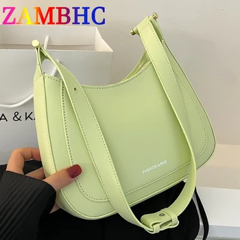 Модные сумки через плечо цвета Макарон для женщин, роскошные брендовые сумки для подмышек, весенний тренд 2023, простые женские сумки-тотализаторы, ручная сумка