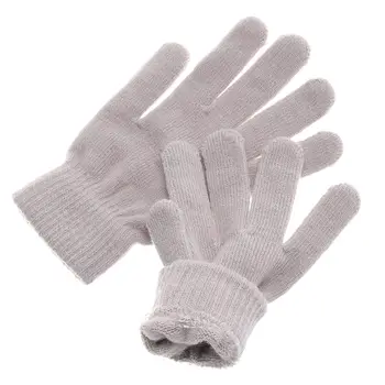 Женские Мужские Унисекс Зимние трикотажные перчатки в рубчик с полными пальцами, базовые варежки с утолщенной плюшевой подкладкой, волшебная термоусадка для запястий